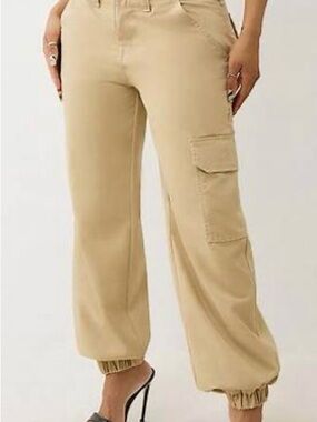 True Religion Beige Cargo Jogger Pants